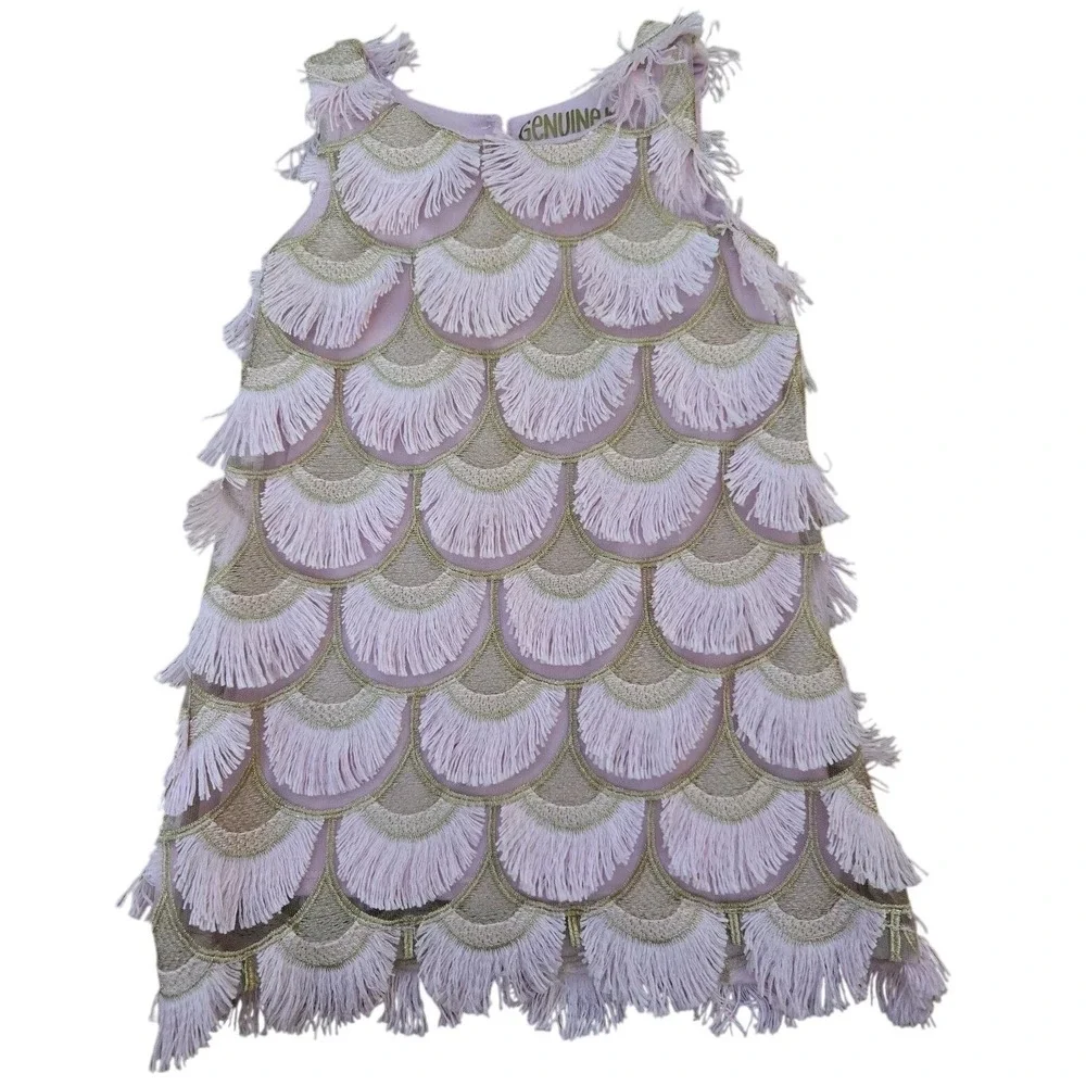 Genuine Kids Girls‎ Dress 18mos Pink Gold Fringe Scallop Party Holiday Outfit